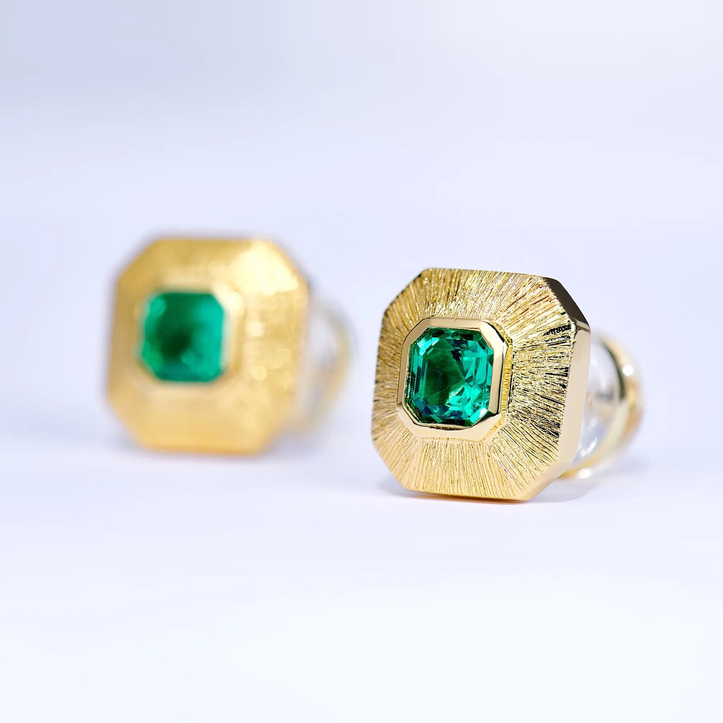 Lab-grown Emerald 925 Sterling Silver Stud Earrings