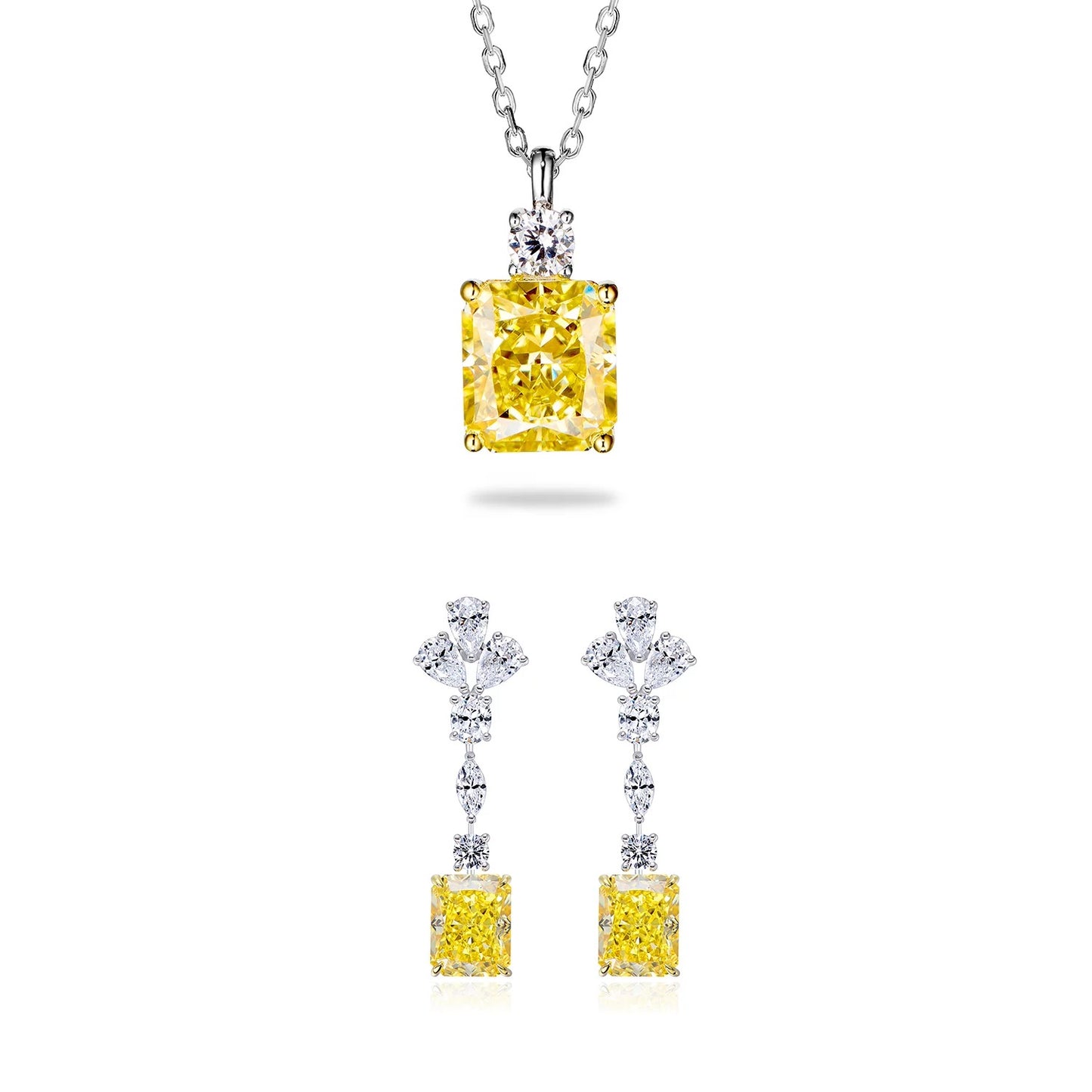 Yellow Gemstone 925 Sterling Silver set