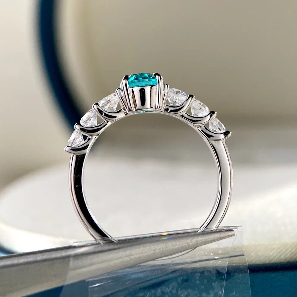 Lab-grown Paraiba Gemstone 925 Sterling Silver Ring