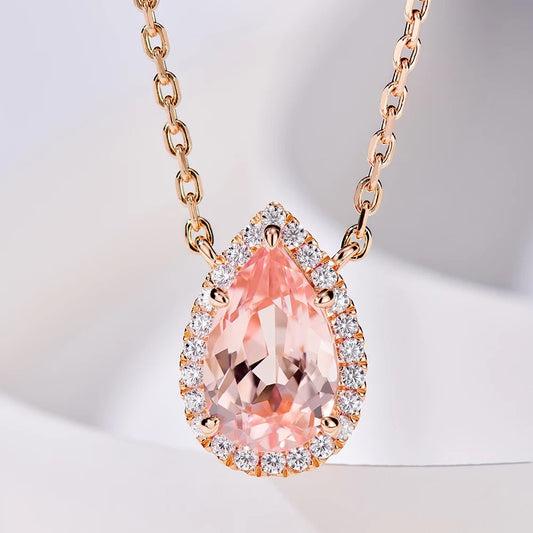 Pink Morganite 925 Sterling Silver Necklace