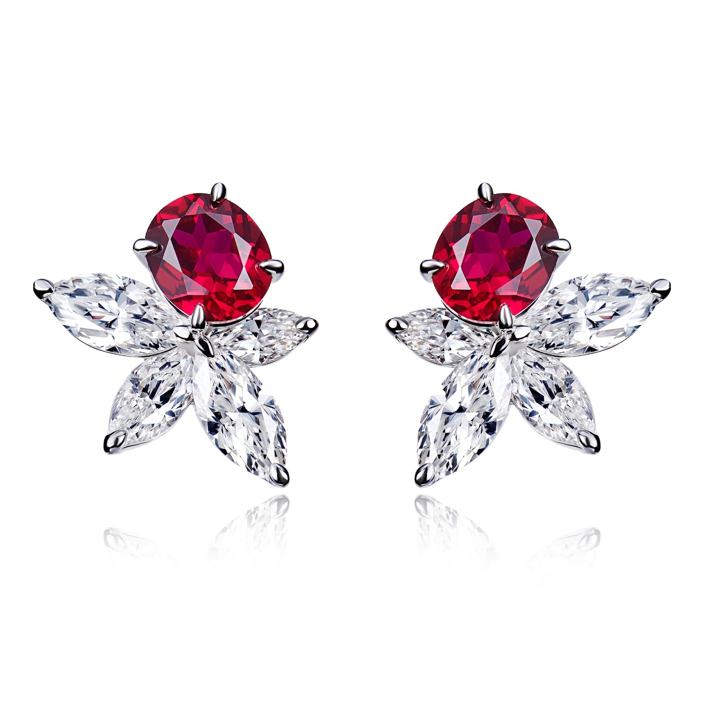 Ruby 925 Sterling Silver Stud Earrings