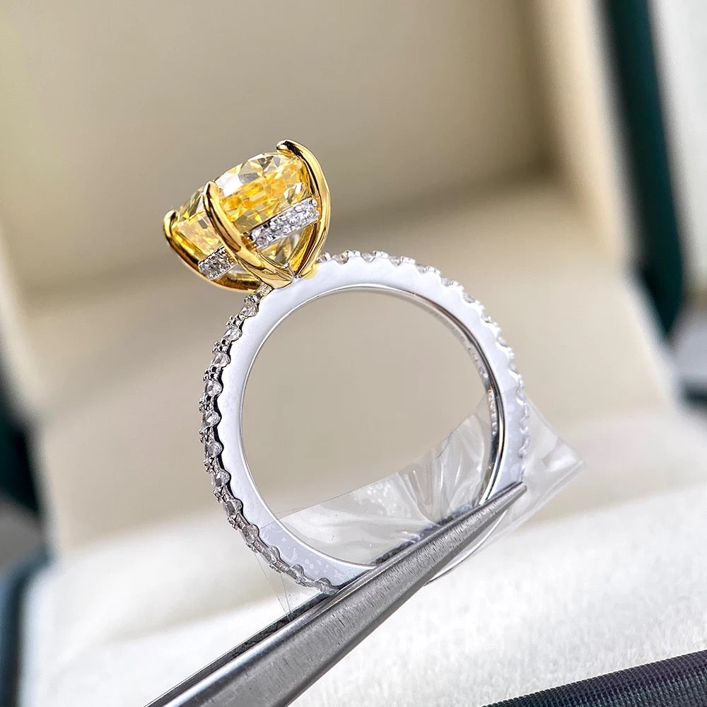 Yellow Diamond 925 Sterling Silver Oval Cut Ring