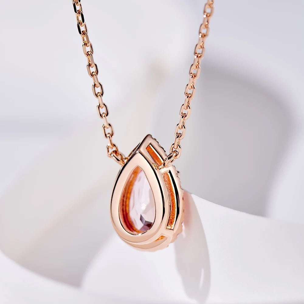 Pink Morganite 925 Sterling Silver Necklace