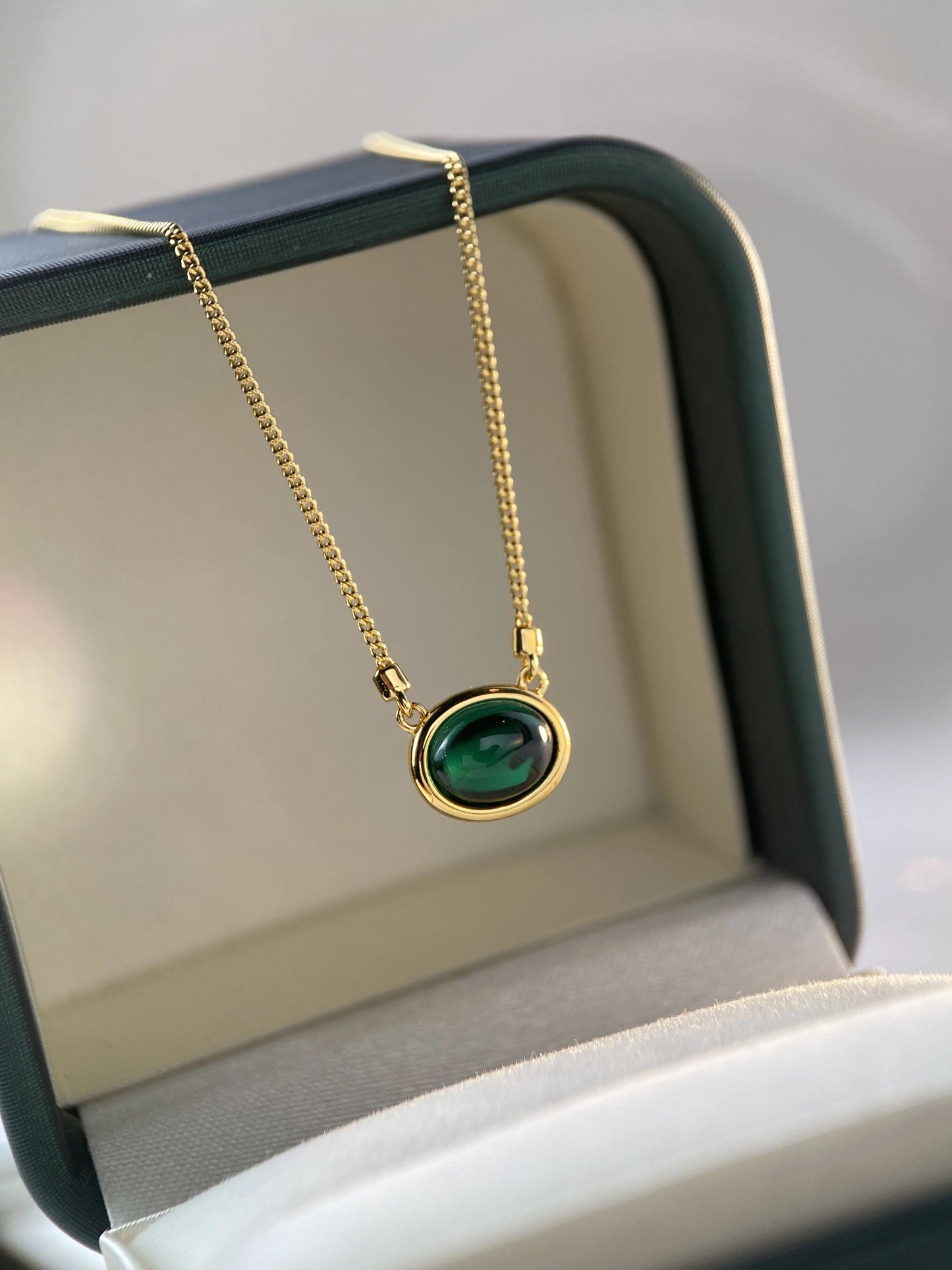 Vintage Emerald Earrings & Necklace set