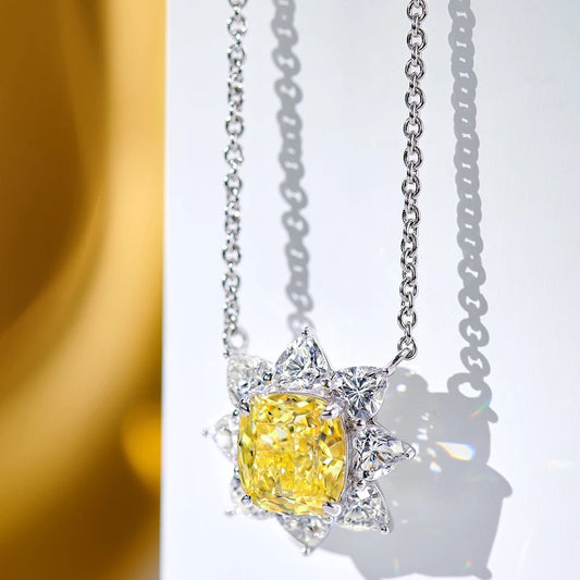 Sunflower Zirconia 925 Sterling Silver Necklace