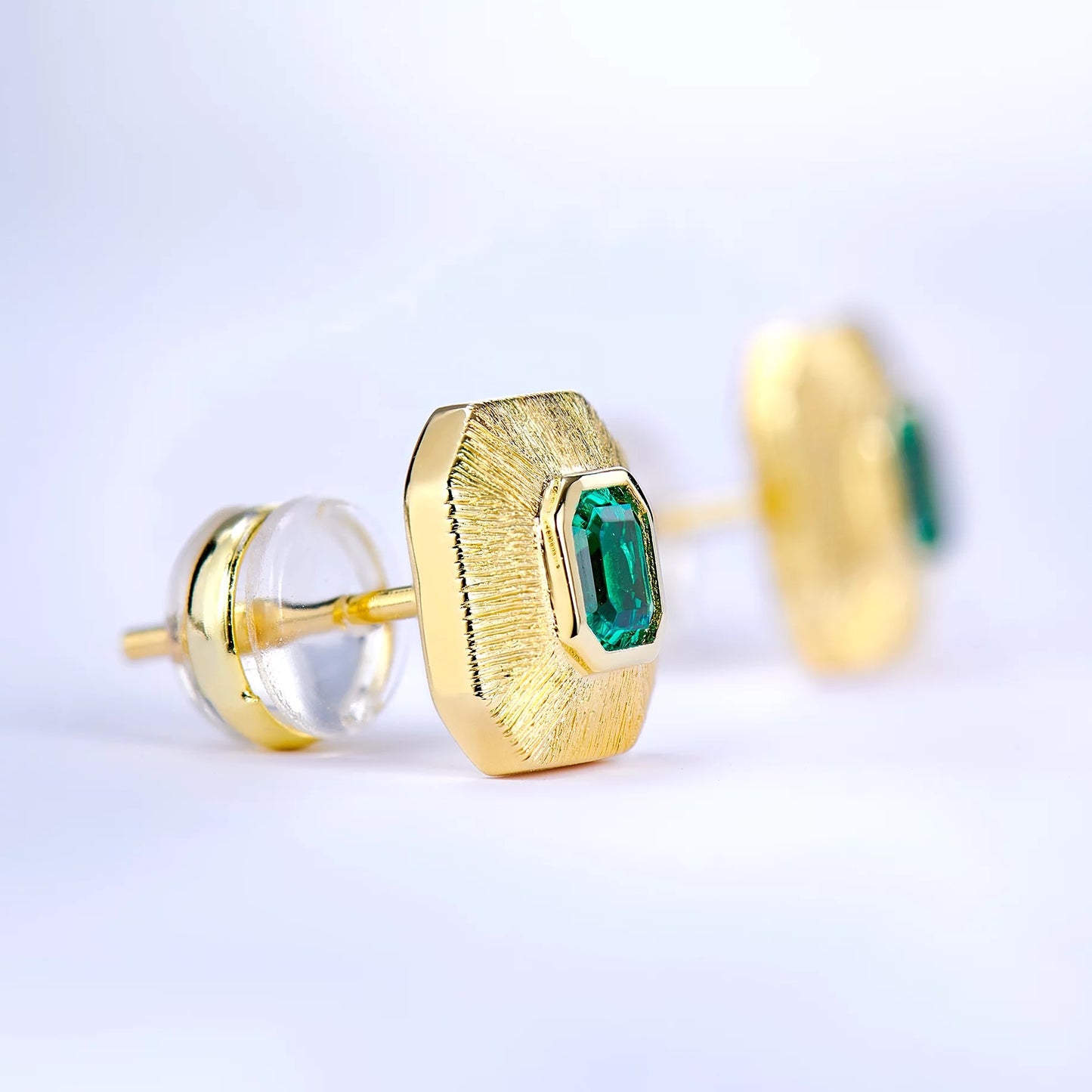 Lab-grown Emerald 925 Sterling Silver Stud Earrings