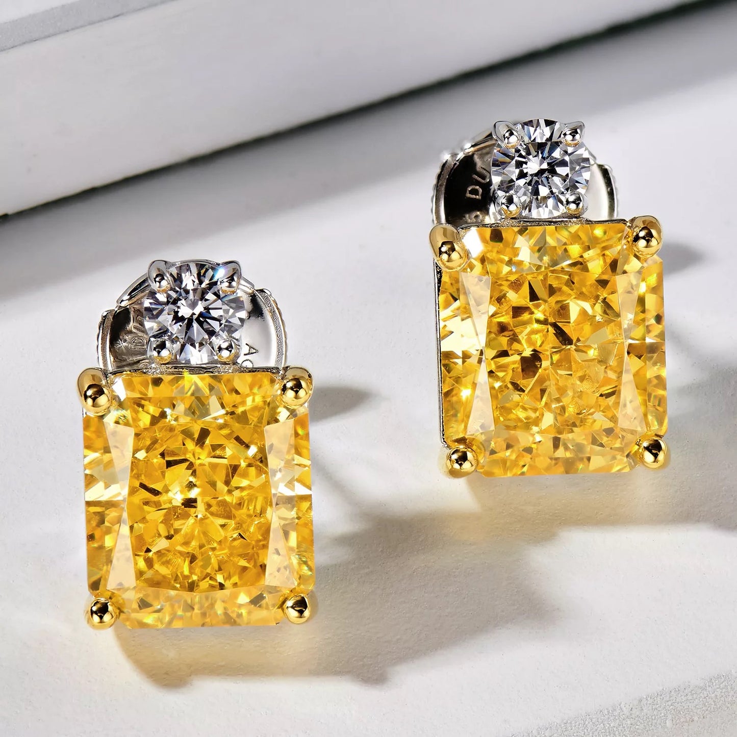 Yellow Gemstone 925 Sterling Silver Stud Earrings