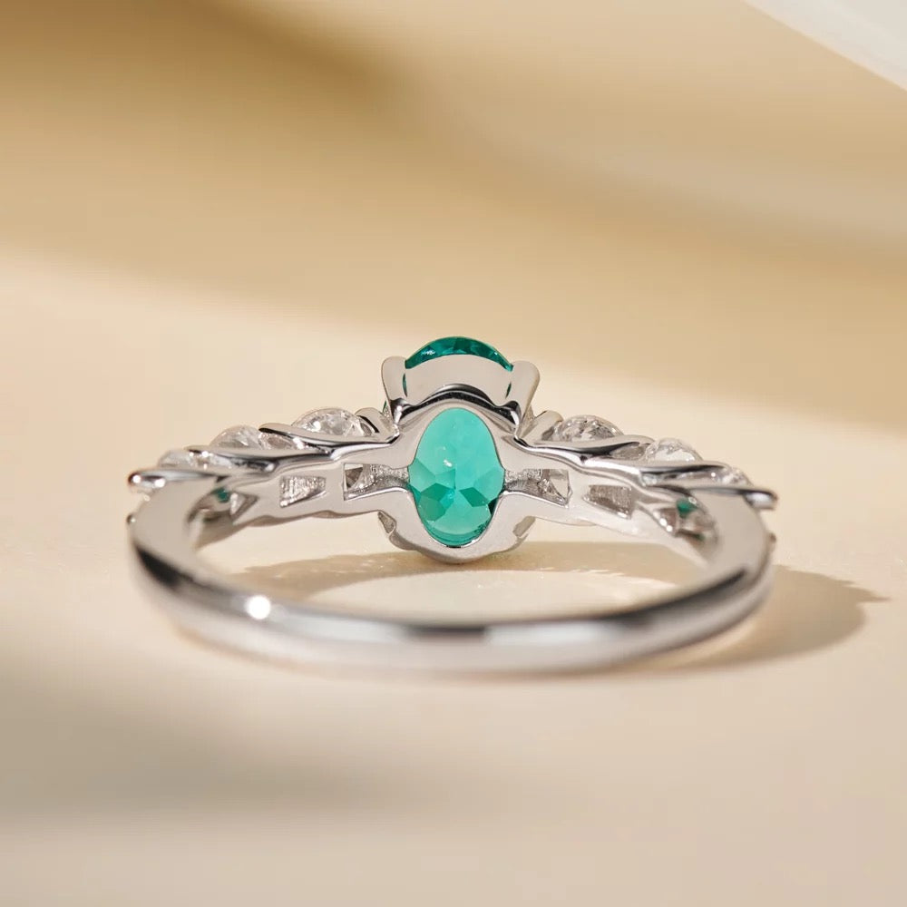 Lab-grown Paraiba Gemstone 925 Sterling Silver Ring