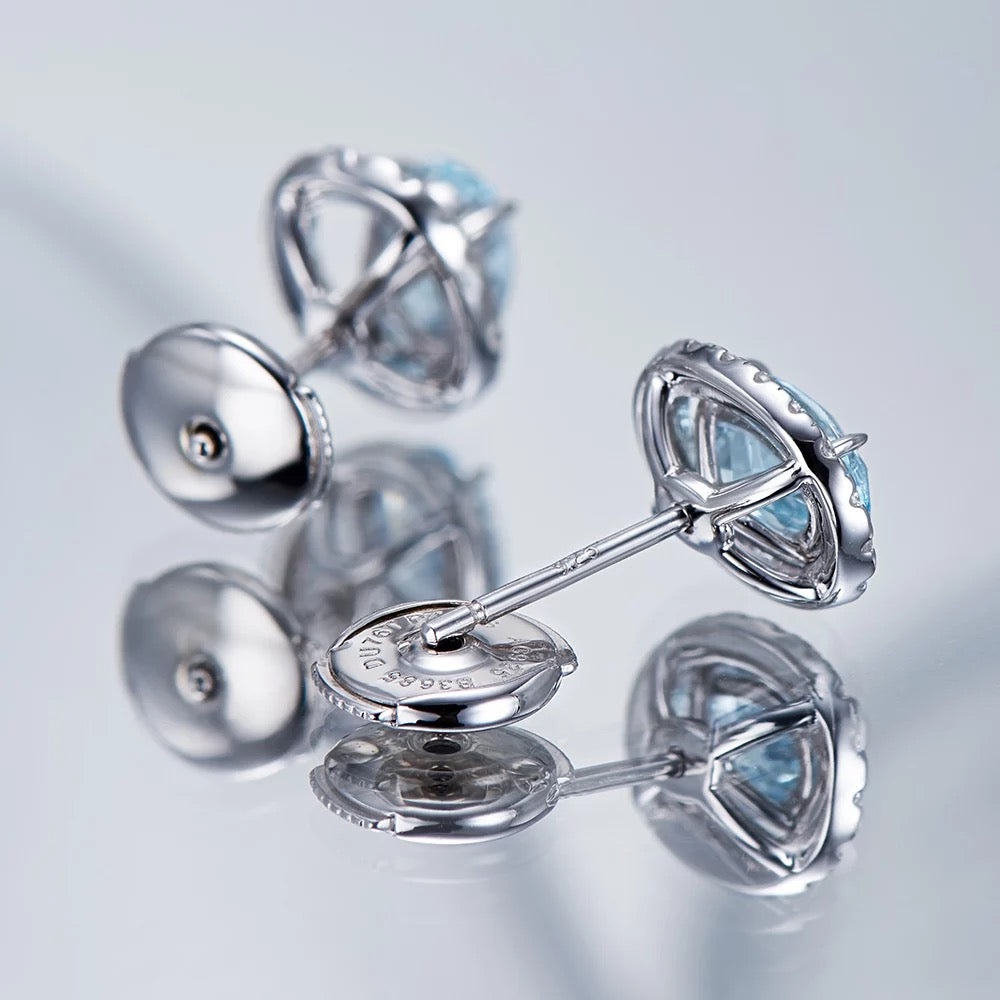 Lab-grown Aquamarine Stud Earrings