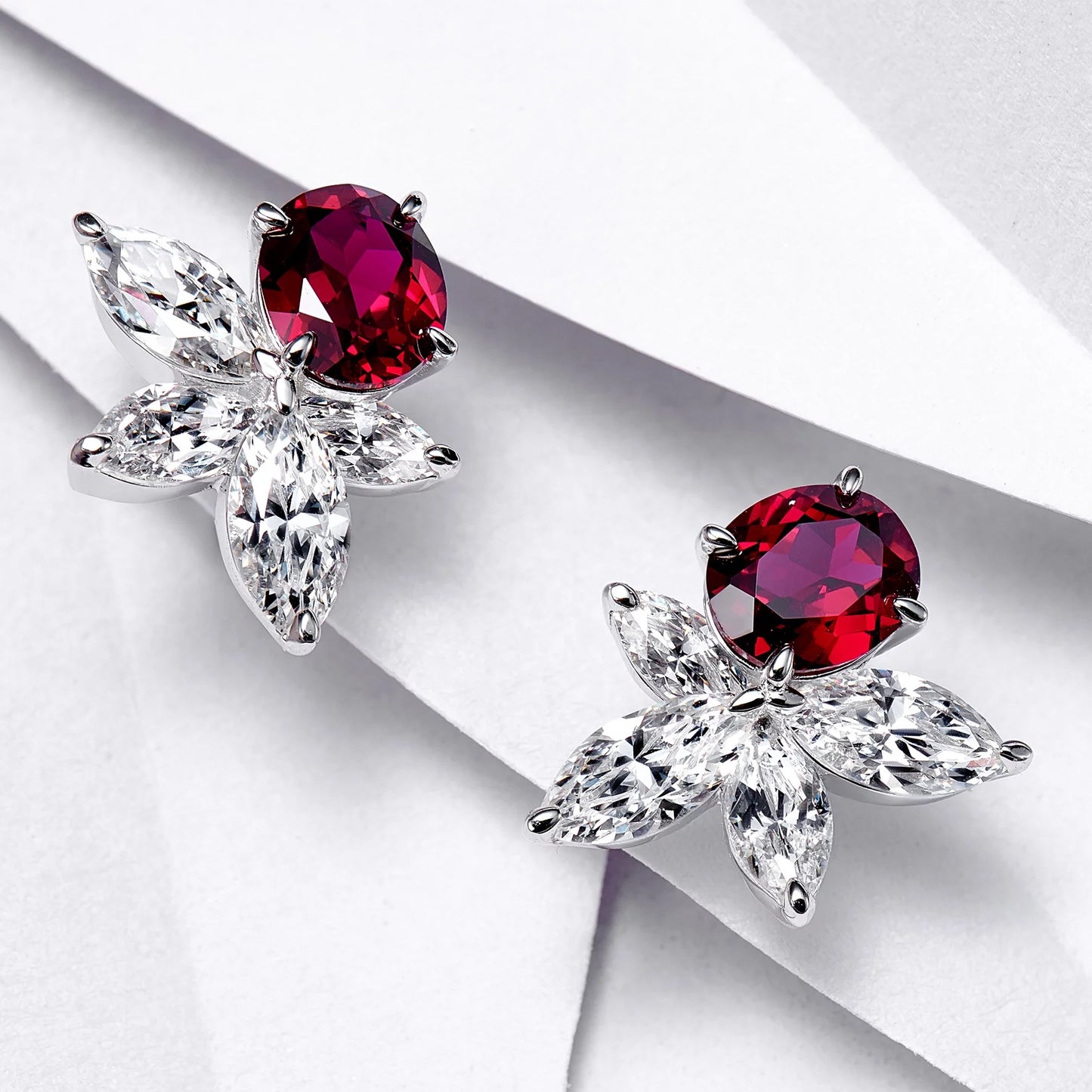 Ruby 925 Sterling Silver Stud Earrings