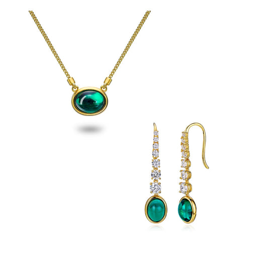 Vintage Emerald Earrings & Necklace set