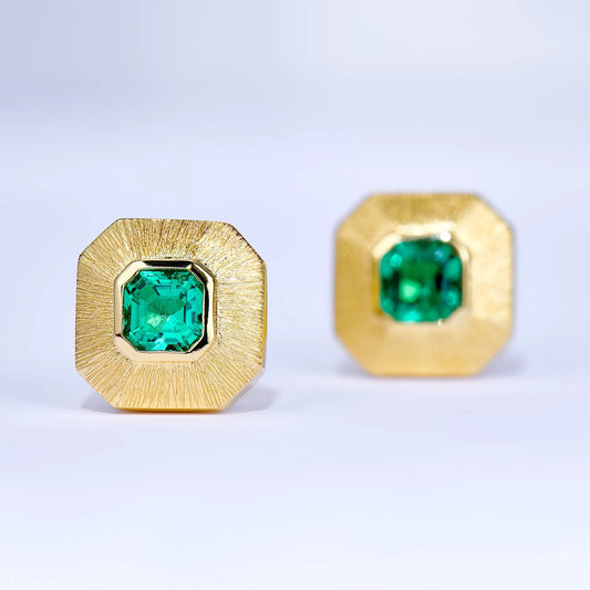 Lab-grown Emerald 925 Sterling Silver Stud Earrings