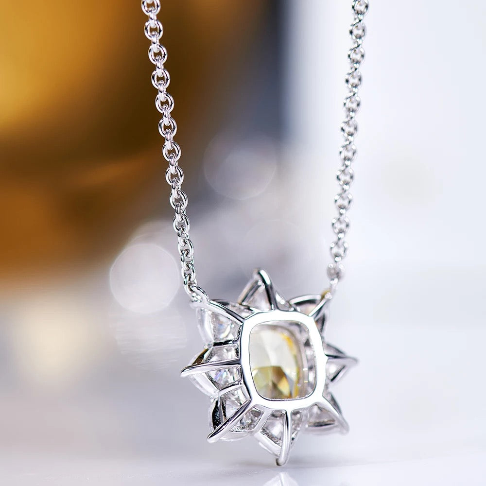 Sunflower Zirconia 925 Sterling Silver Necklace