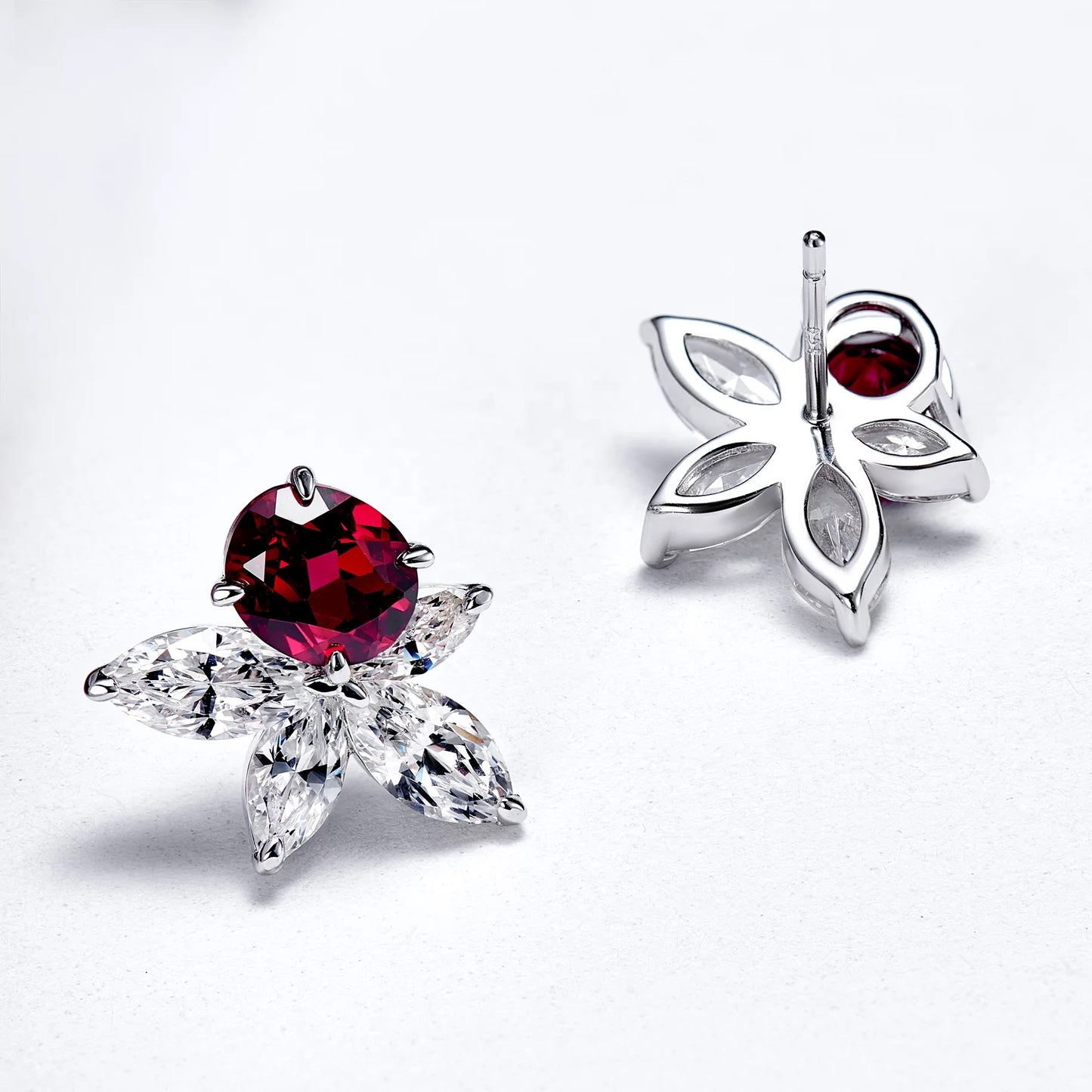 Ruby 925 Sterling Silver Stud Earrings