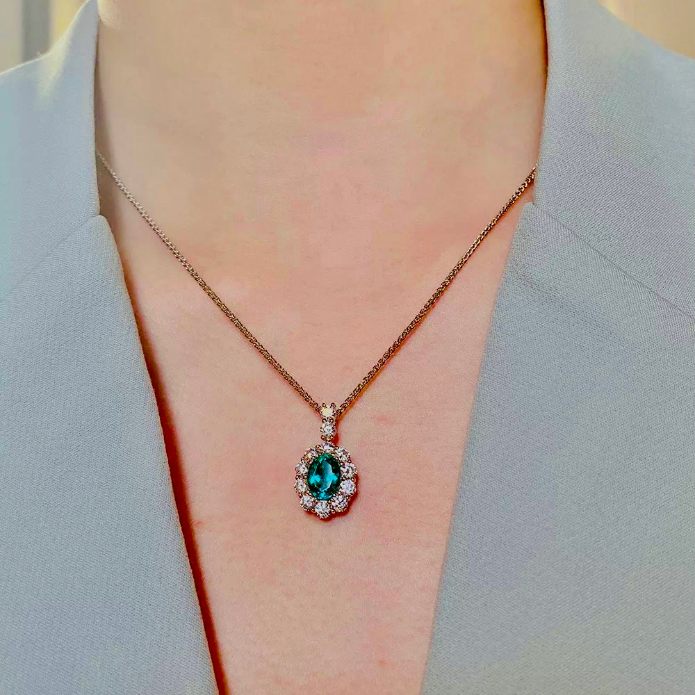 Lab-grown Paraiba Pendant Necklace