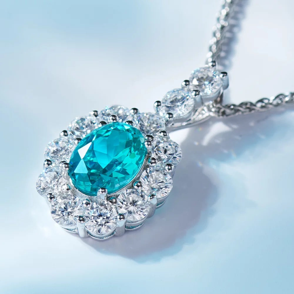 Lab-grown Paraiba Pendant Necklace