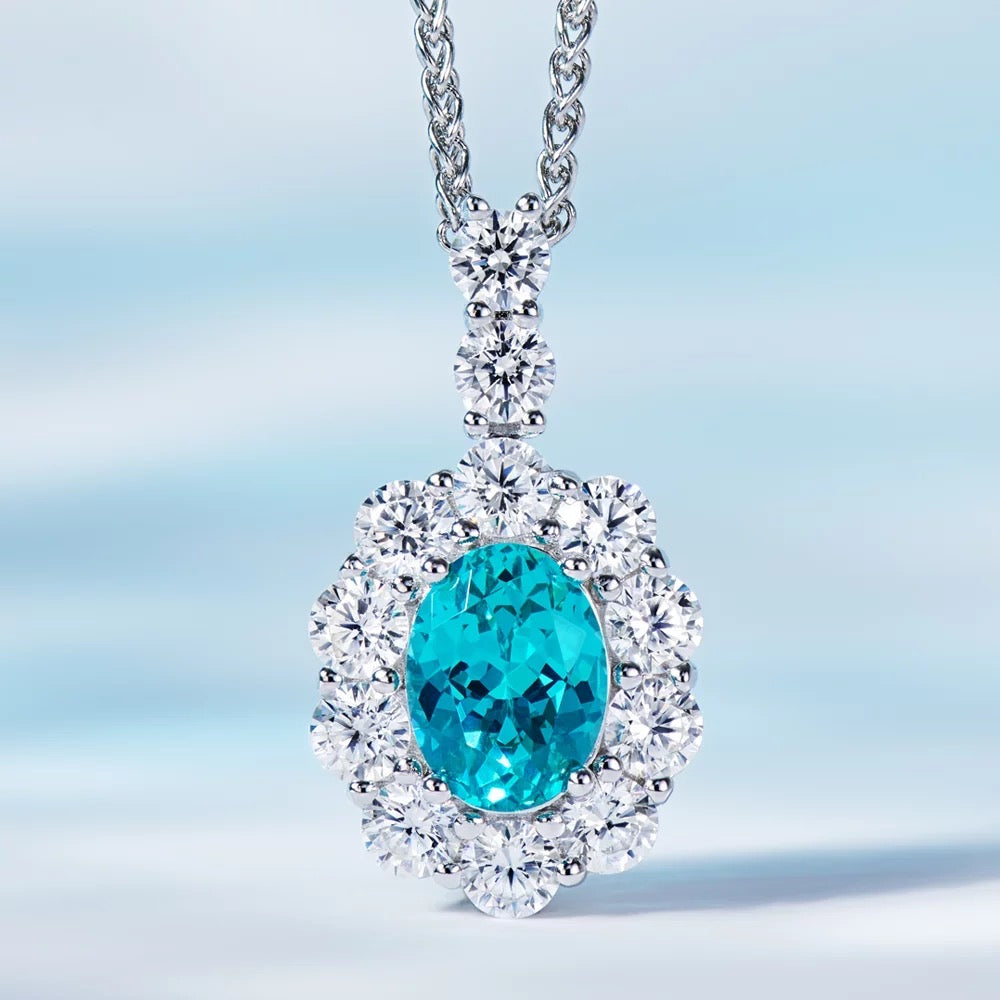 Lab-grown Paraiba Pendant Necklace