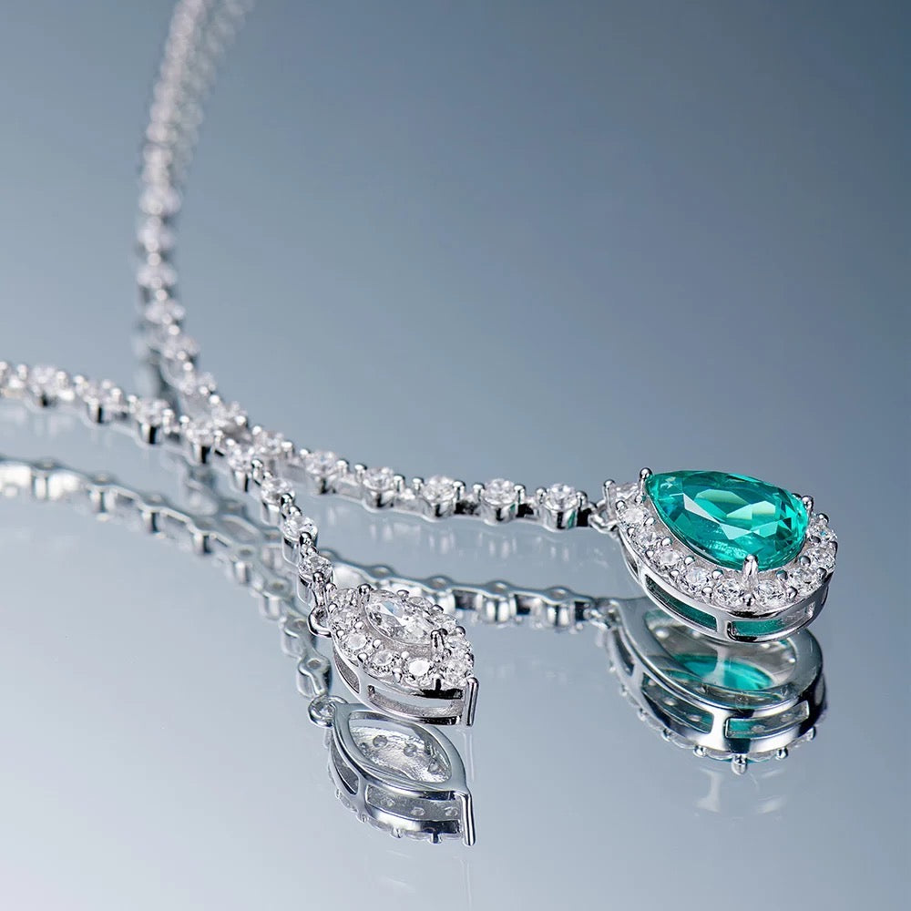 Lab-grown Paraiba Pendant Necklace