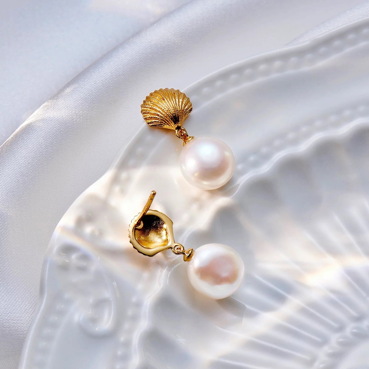 Bohemian Pearl Shell Stud Earrings