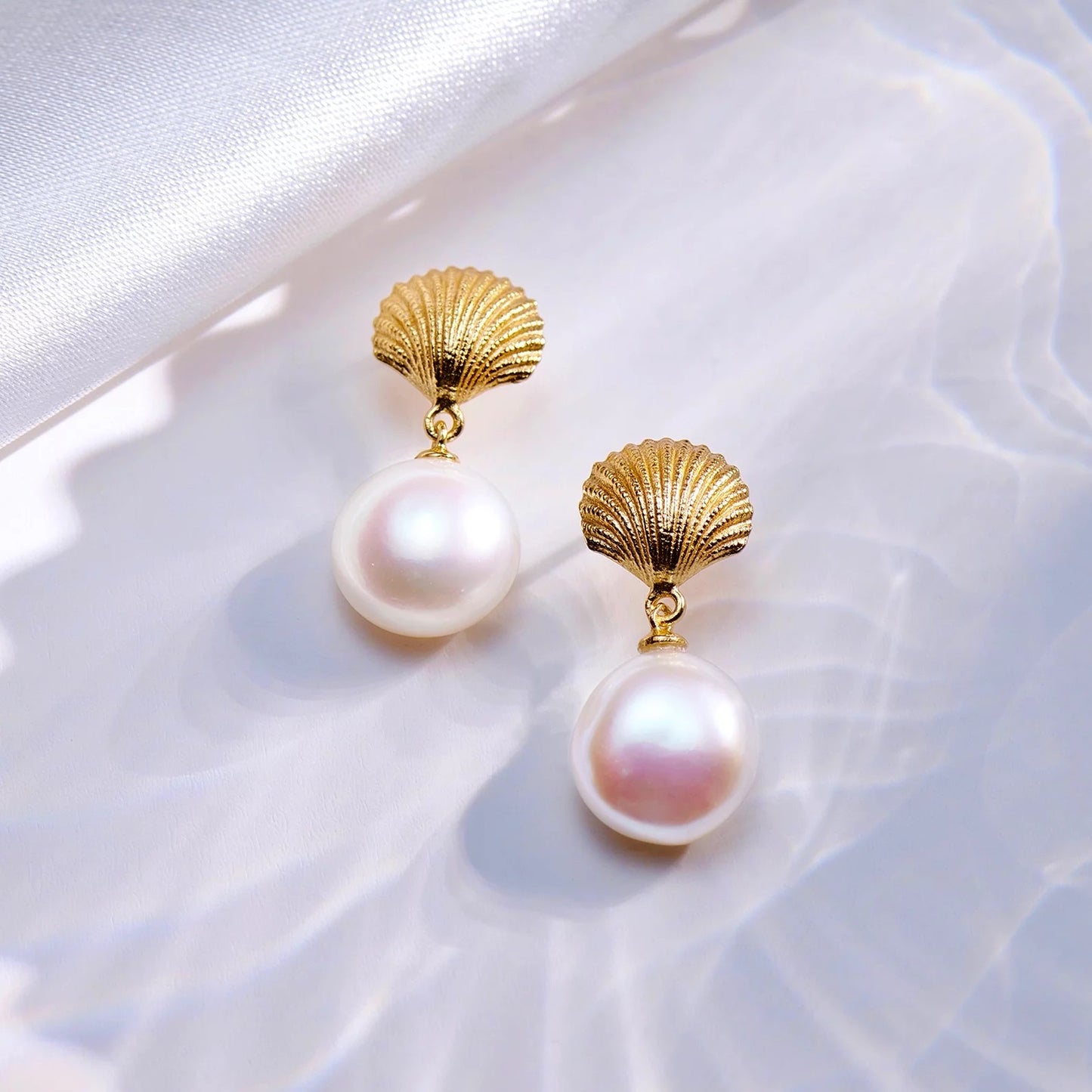 Bohemian Pearl Shell Stud Earrings
