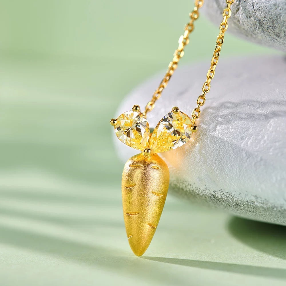 Carrot & Pear-cut Pendant Necklace