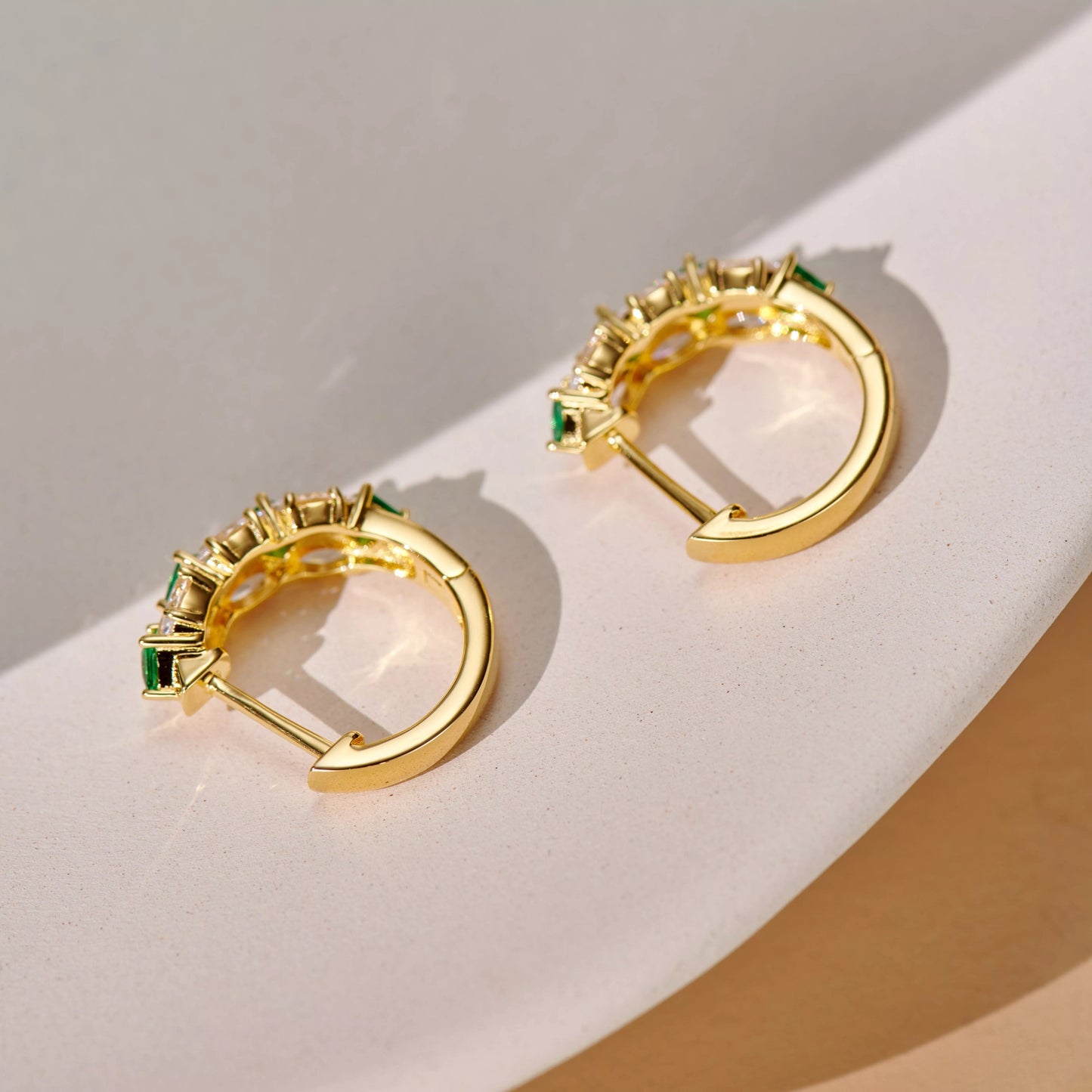 Green Zircon Hoop Earrings